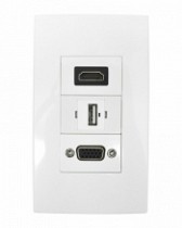 PLACA DE PARED C/USB/VGA/HDMI - FACEPLATE