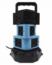 REGLETA T/TORRE GIRATORIO 3 PISOS/8 TOMAS/2 USB NEGRO - NETO