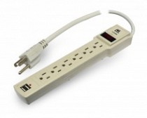 REGLETA 6 TOMAS C/2 USB 1MT