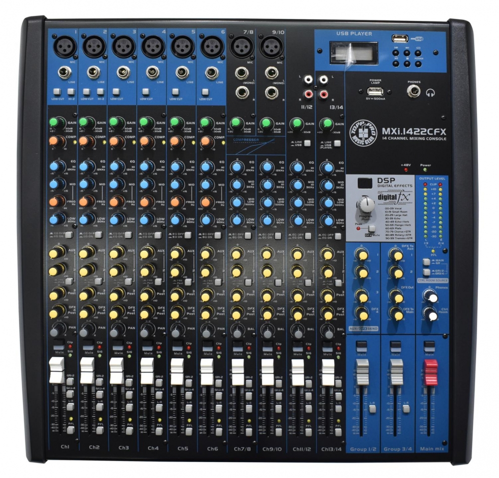Velasco | Sonido y Electrónica - CONSOLA PASIVA MXi-SERIE 14 CANALES FX/USB