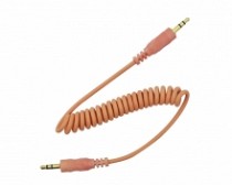 CABLE AUDIO 1 PLUG 3.5 ST X LADO ESPIRAL 0.9MT NARANJA